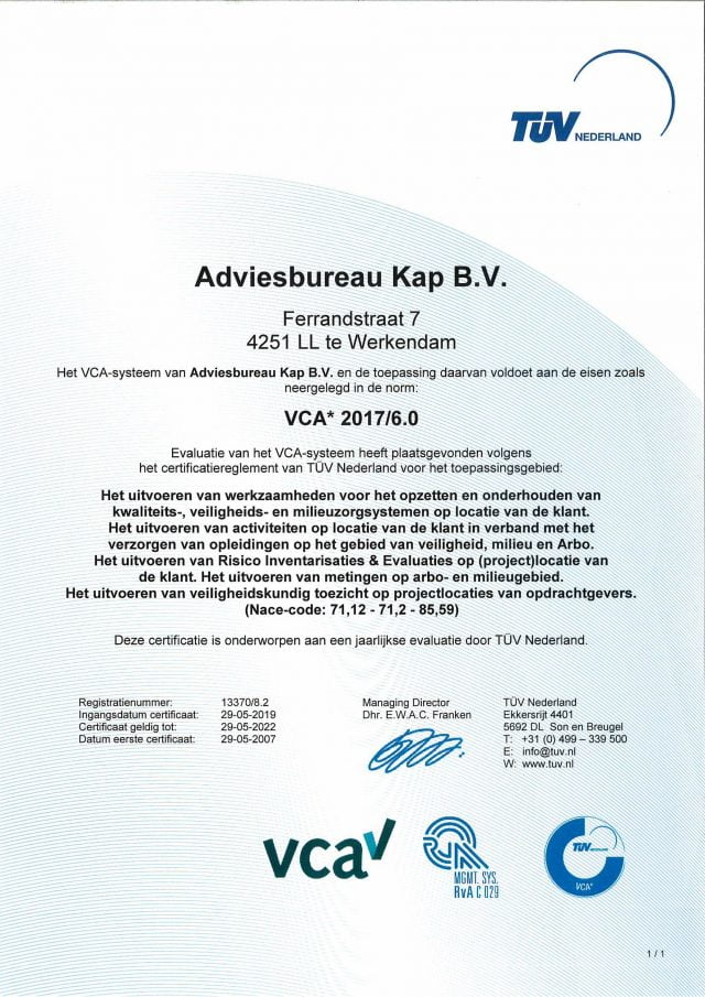 Certificaat KAP - VCA 2017-6.0 (vervaldatum 29052022)