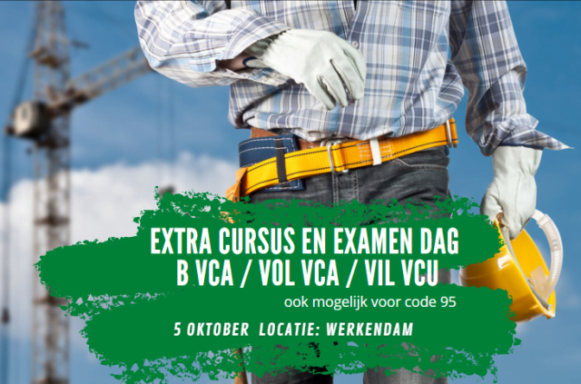 5 oktober a.s. organiseren wij een extra cursusdag B-VCA / VOL-VCA met aansluitend examen in Werkendam.  Schrijf direct in via www.kap-opleidingen.nl